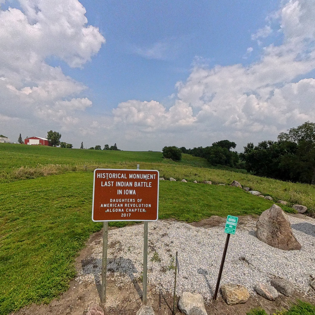 360° panoramic view of Historical Monument - Last Indian Battle in Iowa